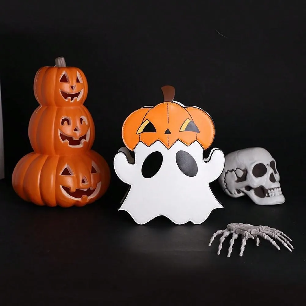 Halloween Crossbody Bag Pu Leather Spooky Skeleton Ghost Purse Gothic Shoulder Bag for Women