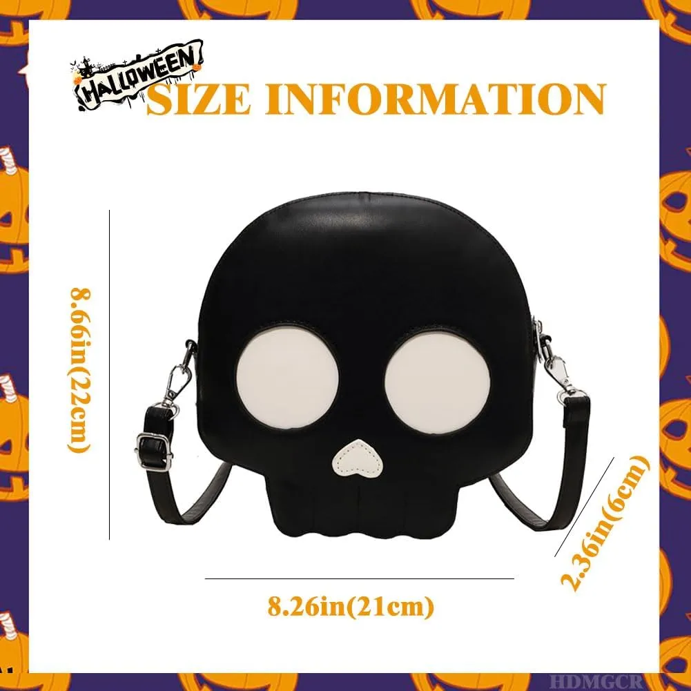 Halloween Crossbody Bag Pu Leather Spooky Skeleton Ghost Purse Gothic Shoulder Bag for Women