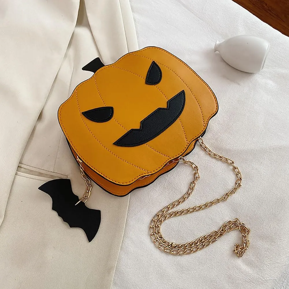 Halloween Crossbody Bag Pu Leather Spooky Skeleton Ghost Purse Gothic Shoulder Bag for Women