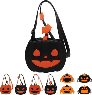 Halloween Purse Pumpkin Purse Crossbody Bag Novelty Devil Shoulder Bag PU Leather Halloween Pumpkin Crossbody Purse