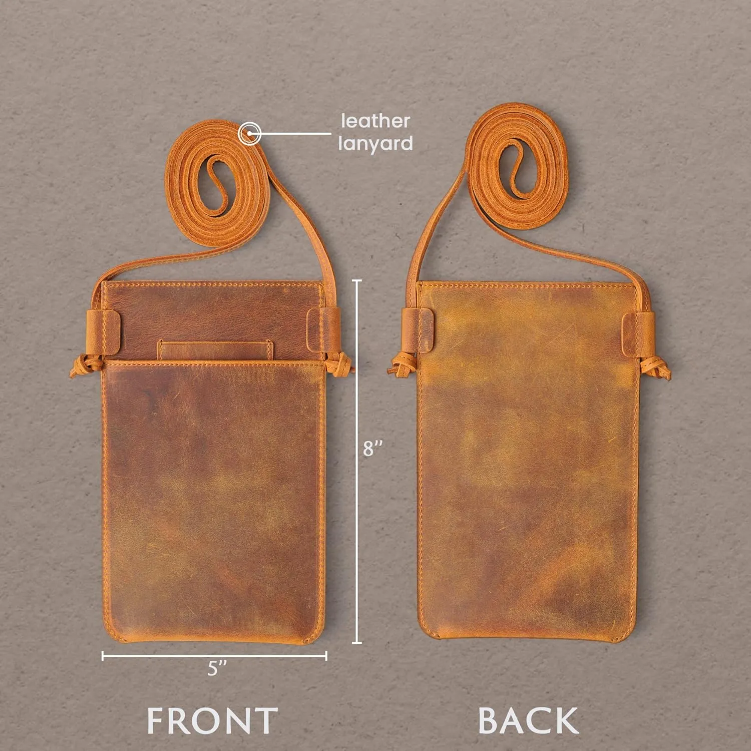 Handmade Crossbody Phone Case with Fixed Strap, Genuine Leather Customizable Small Phone Bag Purse, Dark Brown