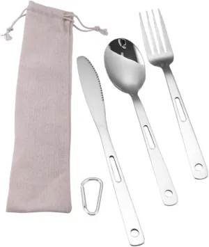 Happyyami Elevate Your Camping Meals Set of 5 Stainless Steel Camping Utensils Perfect for Picnics Hiking