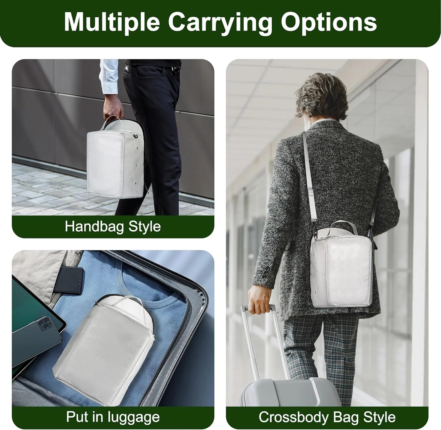 Hat Travel Case for Baseball Caps, Hat Organizer Bag Hat Storage Case with Hat Holder Protects up to 12 Hats for Travel, Home Storage with Shoulder Strap, Silver, Patent Pending