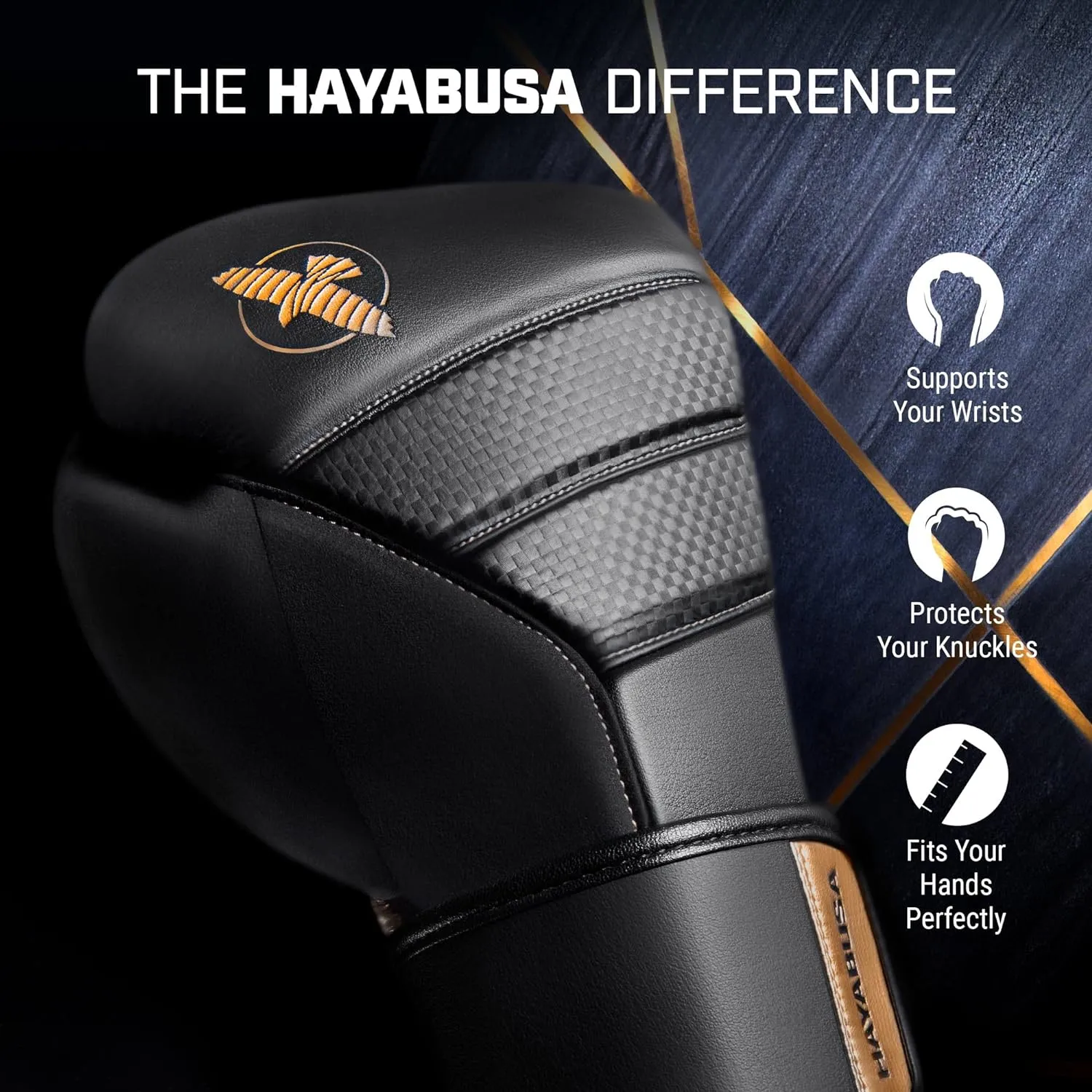 Hayabusa T3 Boxing Gloves for Men and Women Wrist and Knuckle Protection, Dual-X Hook and Loop Closure, Splinted Wrist Support, 5 Layer Foam Knuckle Padding