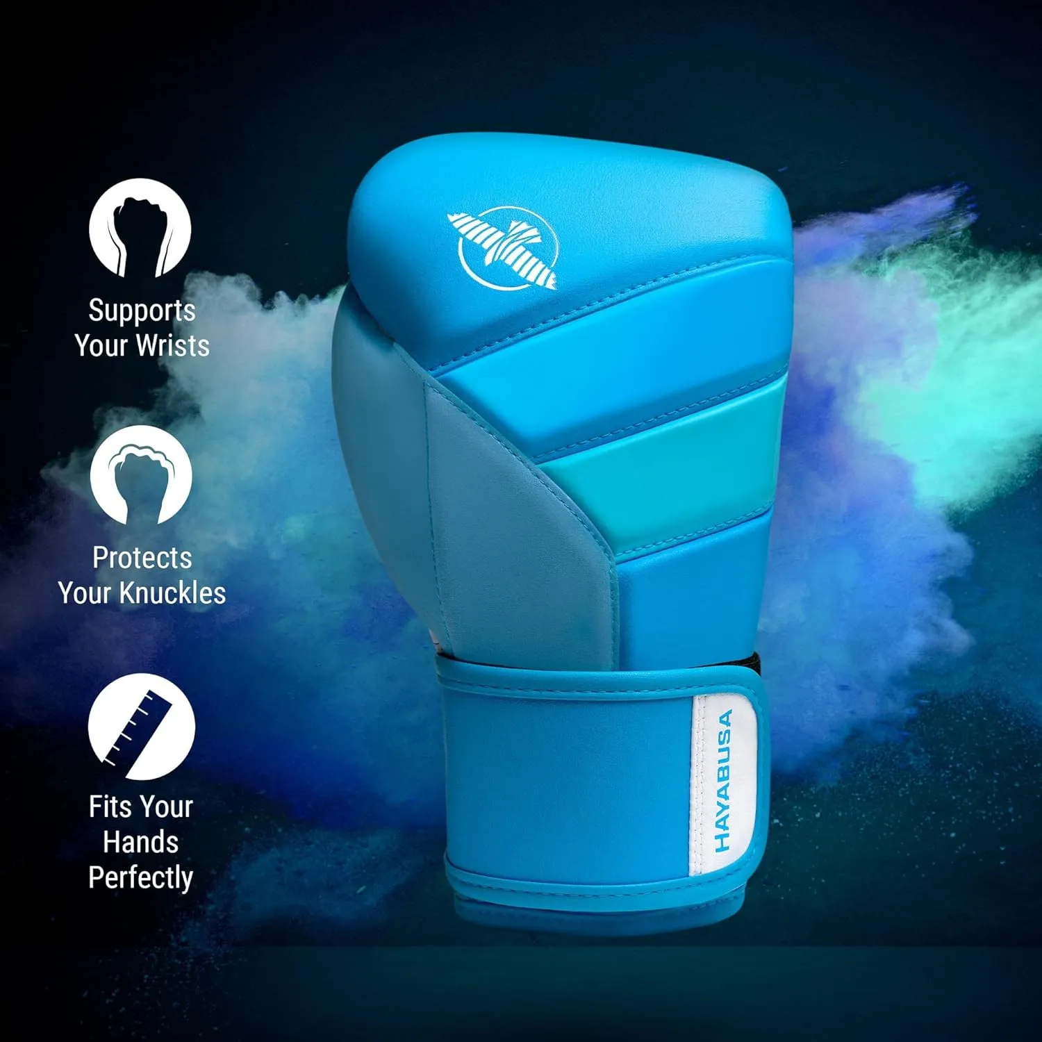 Hayabusa T3 Boxing Gloves for Men and Women Wrist and Knuckle Protection, Dual-X Hook and Loop Closure, Splinted Wrist Support, 5 Layer Foam Knuckle Padding