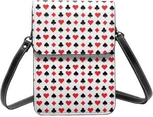 Hearts Spades Poker Casino Cell Phone Purse Small Crossbody Bags For Women Men Wallet Purses With Adjustable Strap