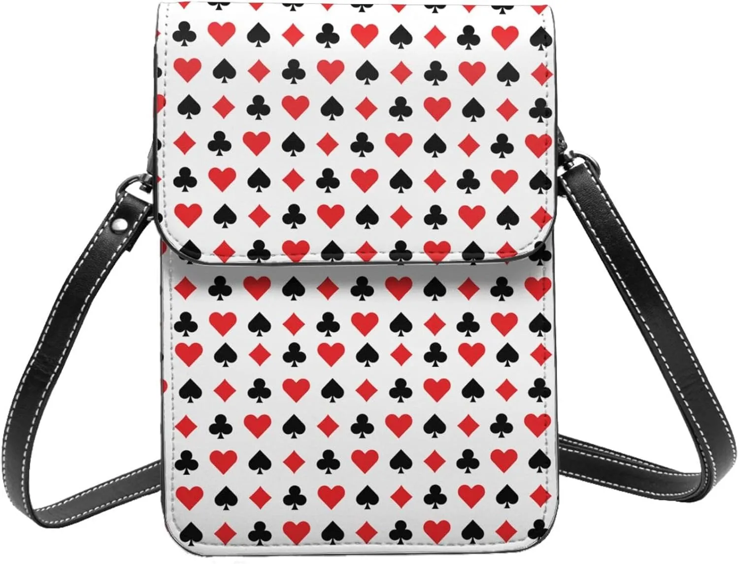 Hearts Spades Poker Casino Cell Phone Purse Small Crossbody Bags For Women Men Wallet Purses With Adjustable Strap