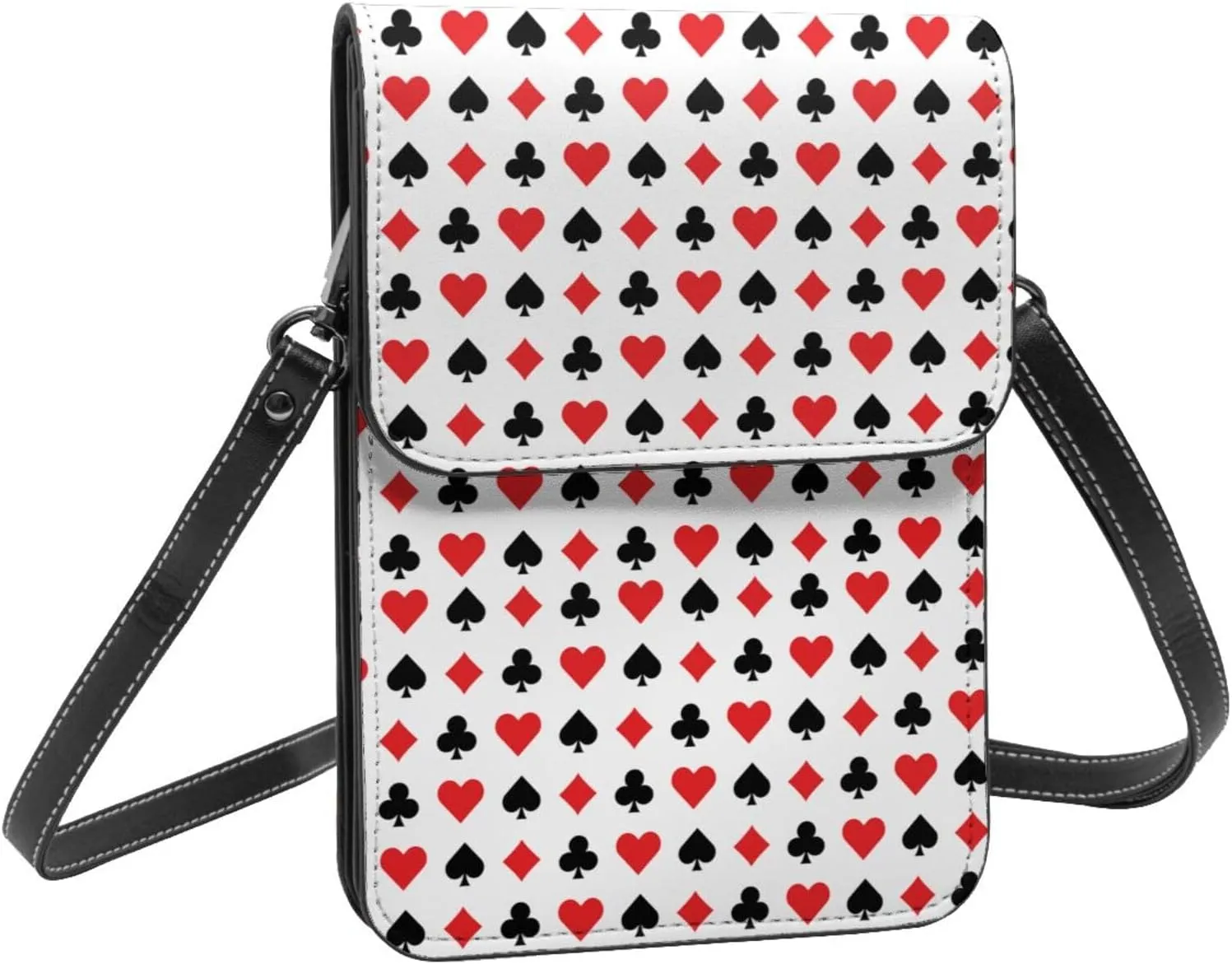 Hearts Spades Poker Casino Cell Phone Purse Small Crossbody Bags For Women Men Wallet Purses With Adjustable Strap
