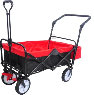 Heavy Duty Folding Utility Wagon: 150LBS Capacity Steel Frame Collapsible Cart - 360° Wheels & Adjustable Handles for Outdoor Activities - Beach Park Farmers Market & Gardening