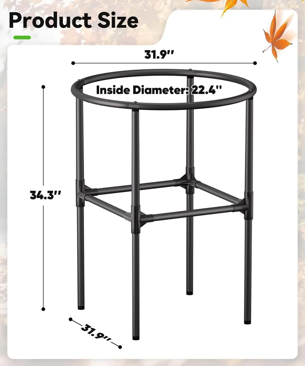 Heavy-Duty Garden Trash Bag Holder – 30-55 Gallon Outdoor Yard Waste Bag Stand Metal Frame Lawn Leaf Bag Holders with Adjustable Feet, Detachable Legs for Leaves, Yard Waste, Camping (L)