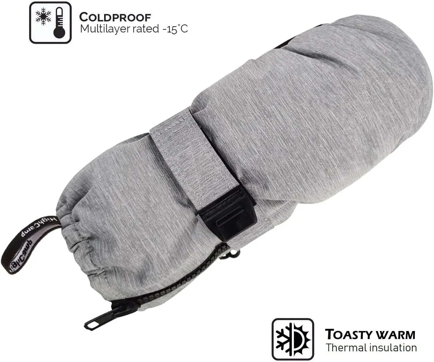HIGHCAMP Kids Long Cuff Winter Snow Ski Mitten with Zipper Waterproof Gloves for Toddler Boys Girls