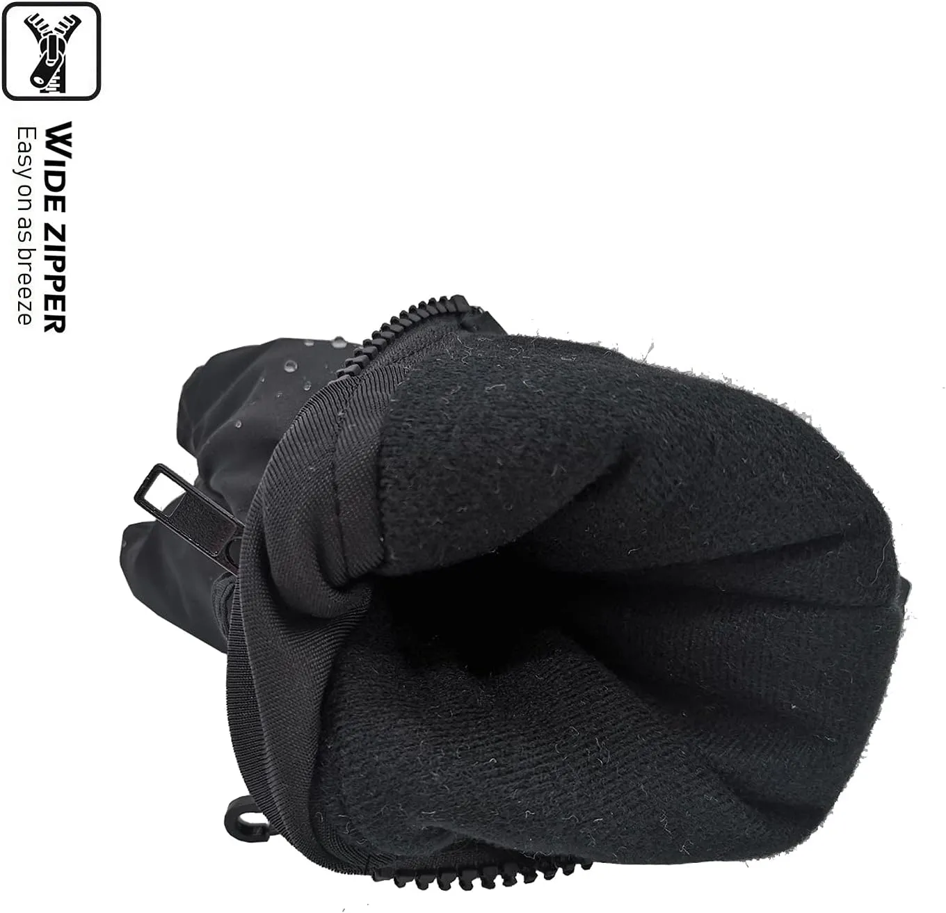 HIGHCAMP Kids Long Cuff Winter Snow Ski Mitten with Zipper Waterproof Gloves for Toddler Boys Girls