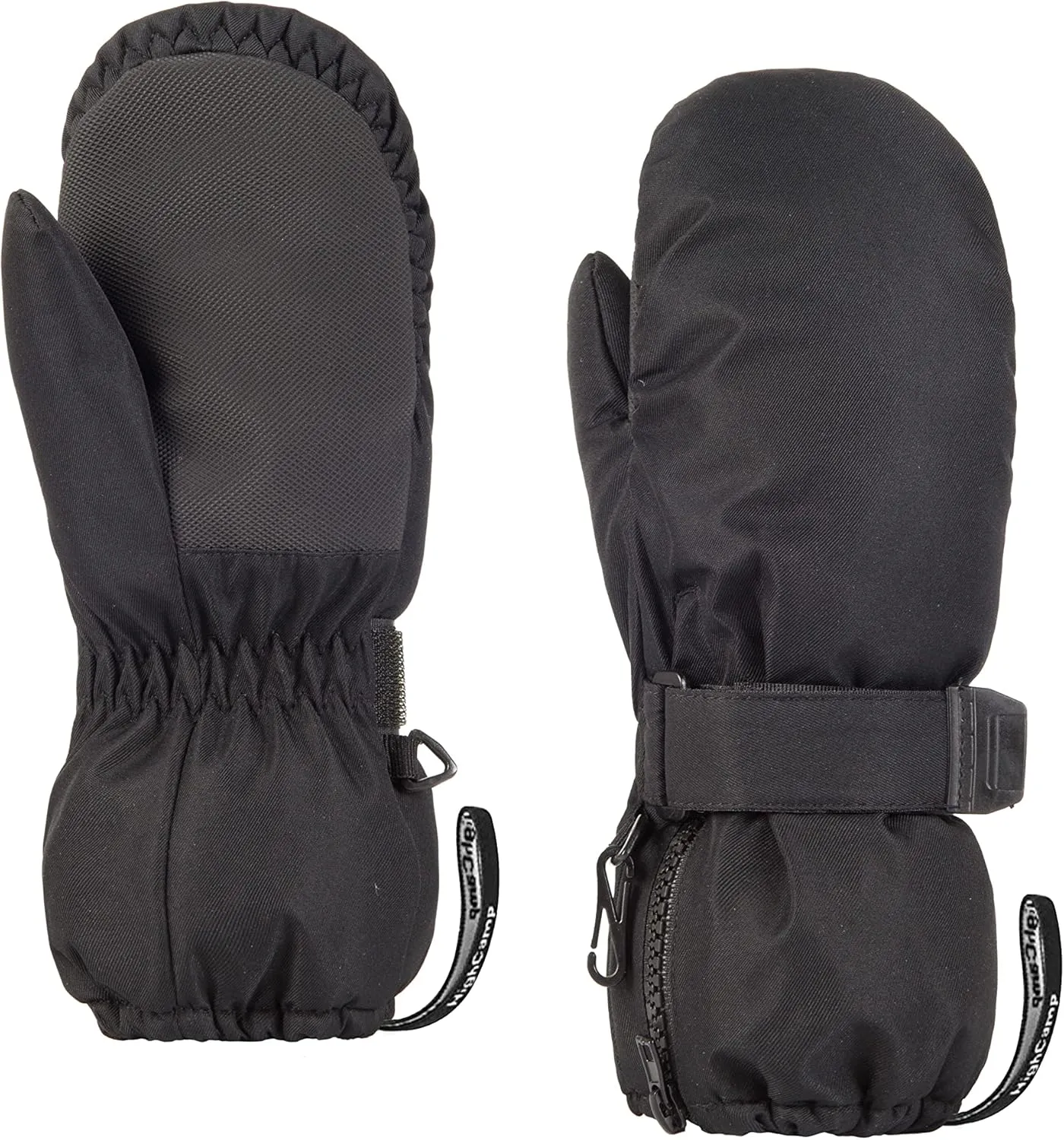 HIGHCAMP Kids Long Cuff Winter Snow Ski Mitten with Zipper Waterproof Gloves for Toddler Boys Girls