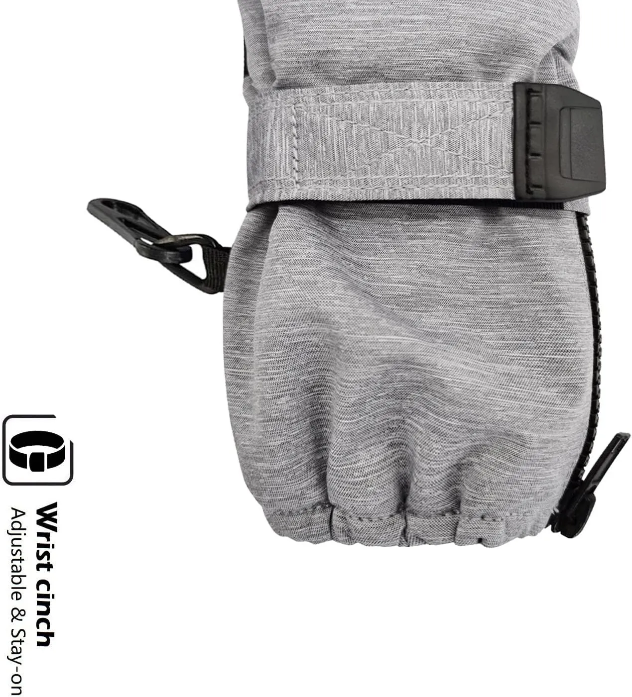 HIGHCAMP Kids Long Cuff Winter Snow Ski Mitten with Zipper Waterproof Gloves for Toddler Boys Girls