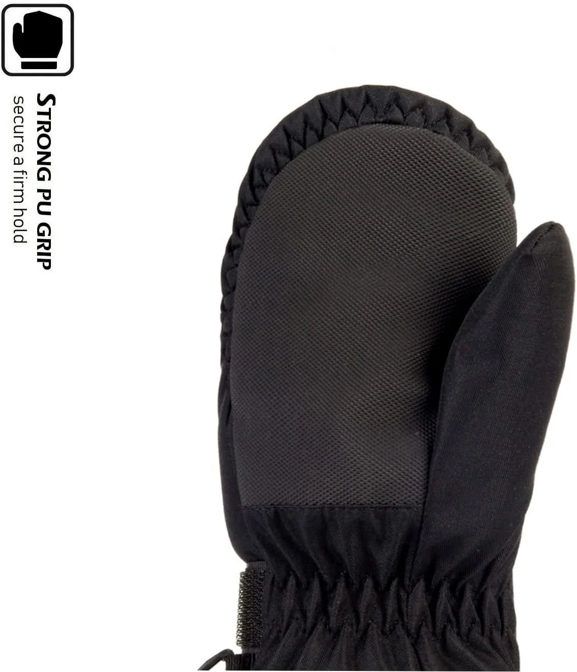 HIGHCAMP Kids Long Cuff Winter Snow Ski Mitten with Zipper Waterproof Gloves for Toddler Boys Girls