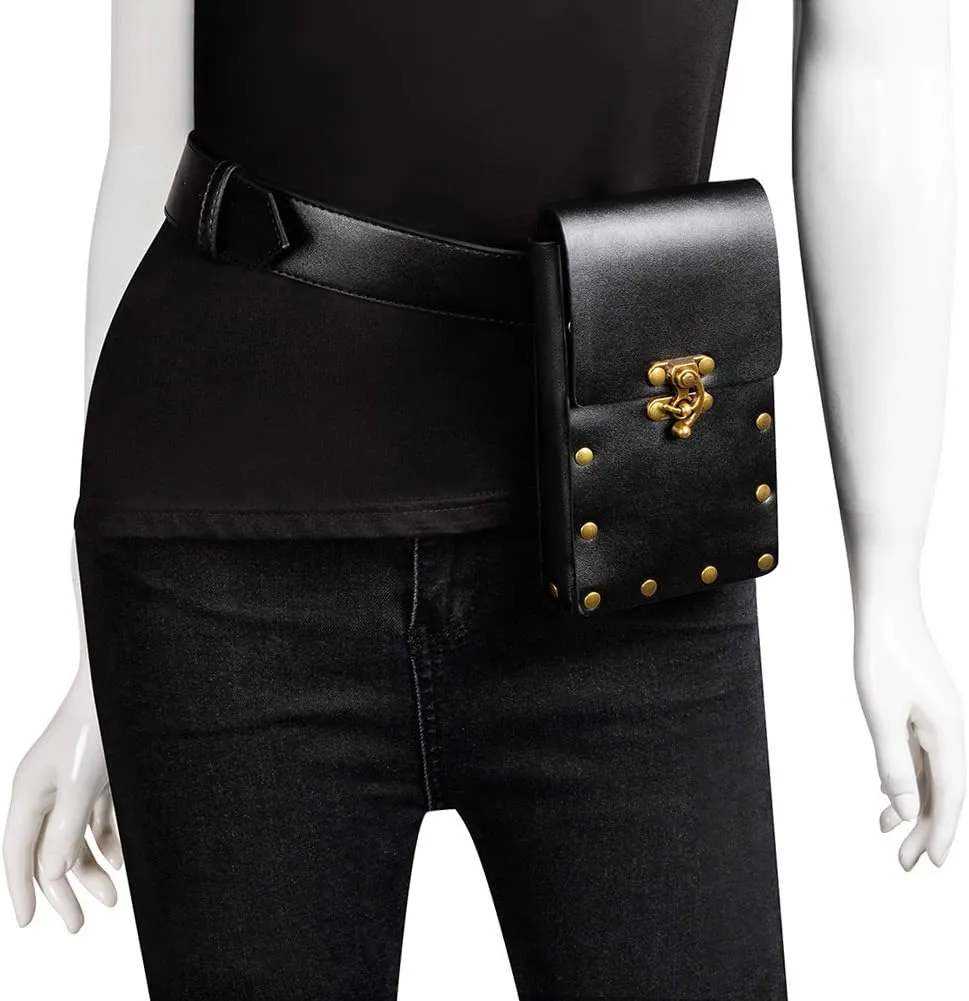 HINGTAT Halloween Gothic Steampunk Messenger Bag Renaissance Bag Medieval Leather Belt Pouch Accessories Small Crossbody