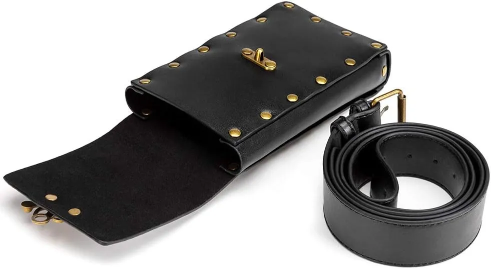 HINGTAT Halloween Gothic Steampunk Messenger Bag Renaissance Bag Medieval Leather Belt Pouch Accessories Small Crossbody