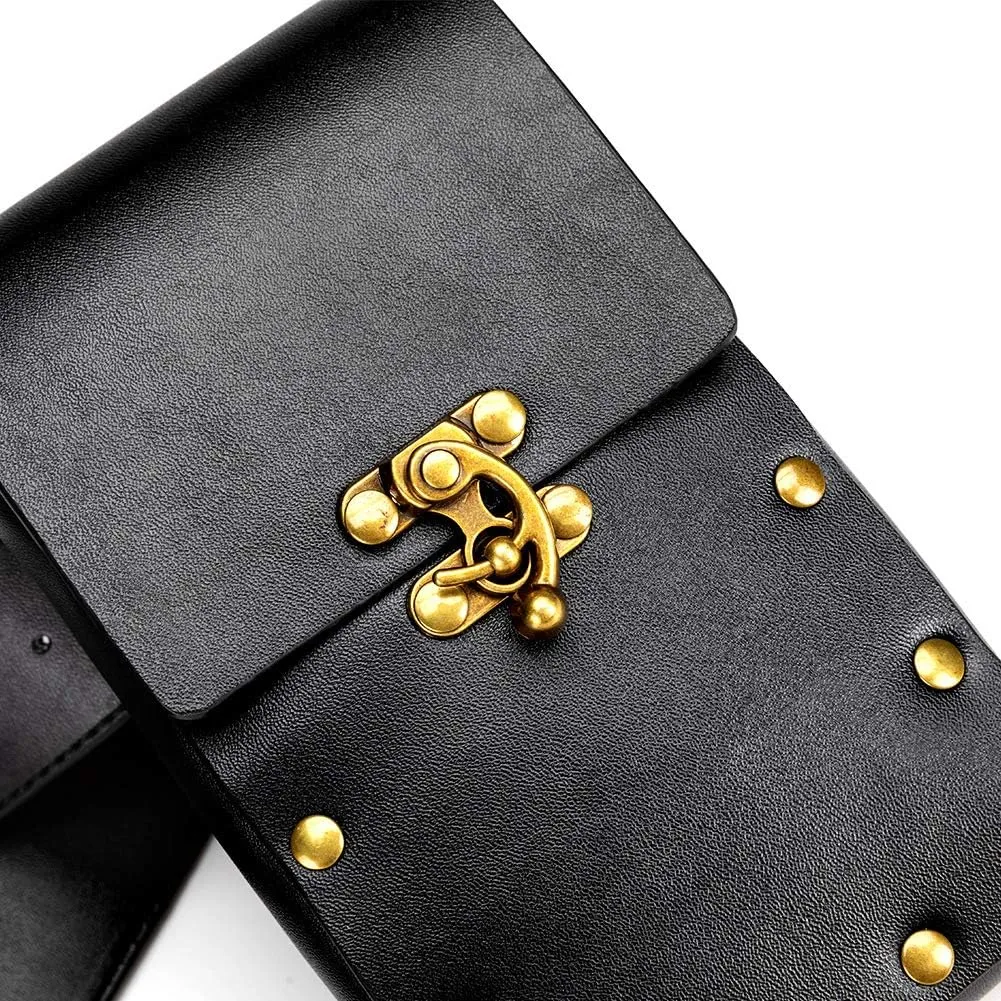 HINGTAT Halloween Gothic Steampunk Messenger Bag Renaissance Bag Medieval Leather Belt Pouch Accessories Small Crossbody