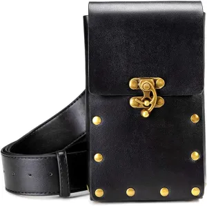 HINGTAT Halloween Gothic Steampunk Messenger Bag Renaissance Bag Medieval Leather Belt Pouch Accessories Small Crossbody