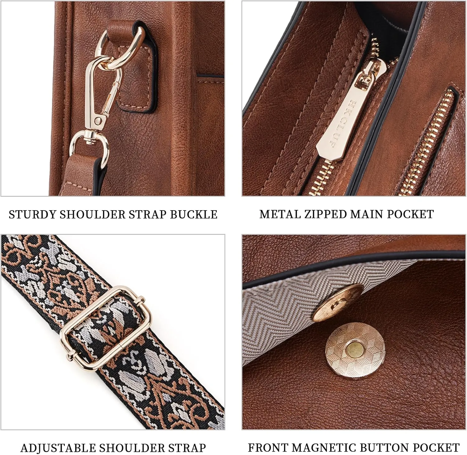 HKCLUF Vegan Leather Crossbody Bags Purse for Women Trendy Tassel Hobo Handbag Women With 2PCS Adjustable Guitar Strap