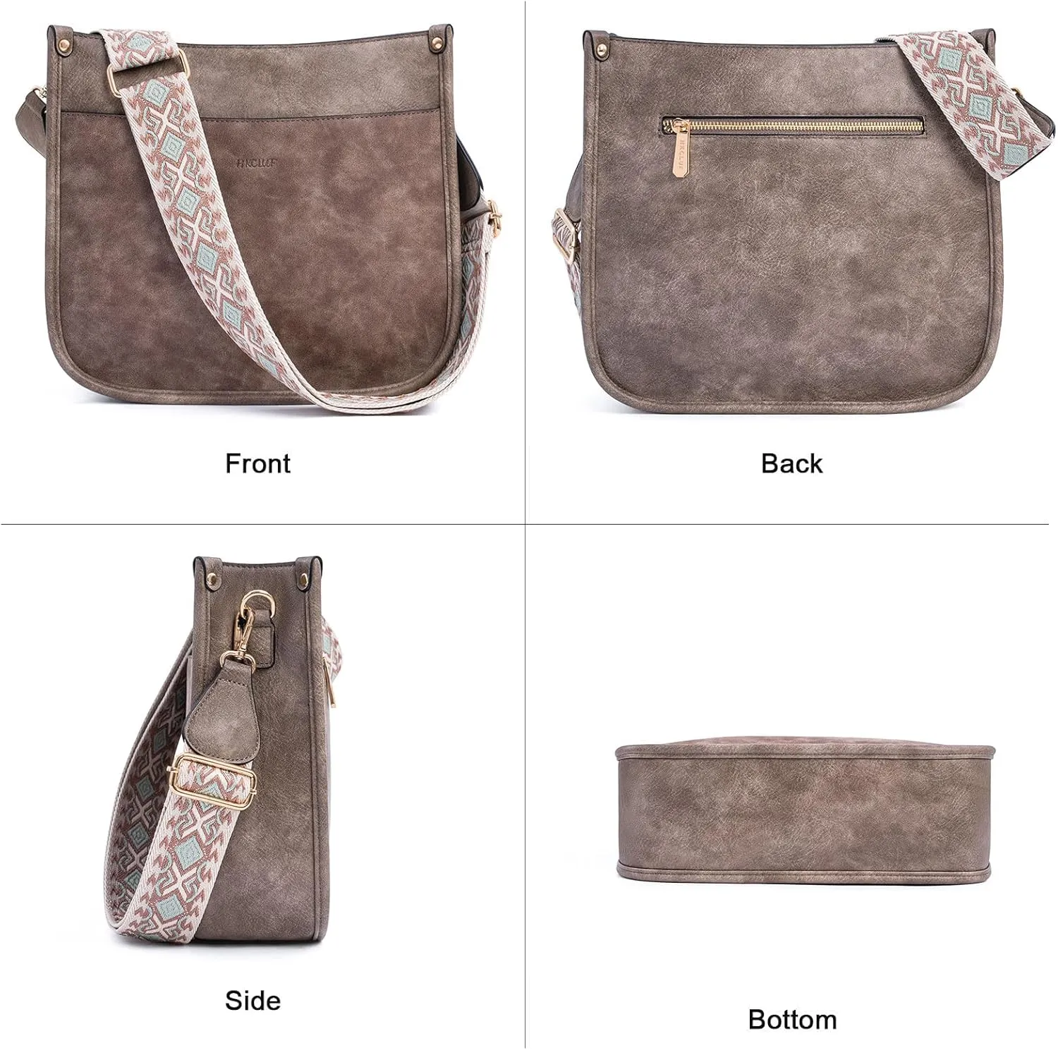 HKCLUF Vegan Leather Crossbody Bags Purse for Women Trendy Tassel Hobo Handbag Women With 2PCS Adjustable Guitar Strap