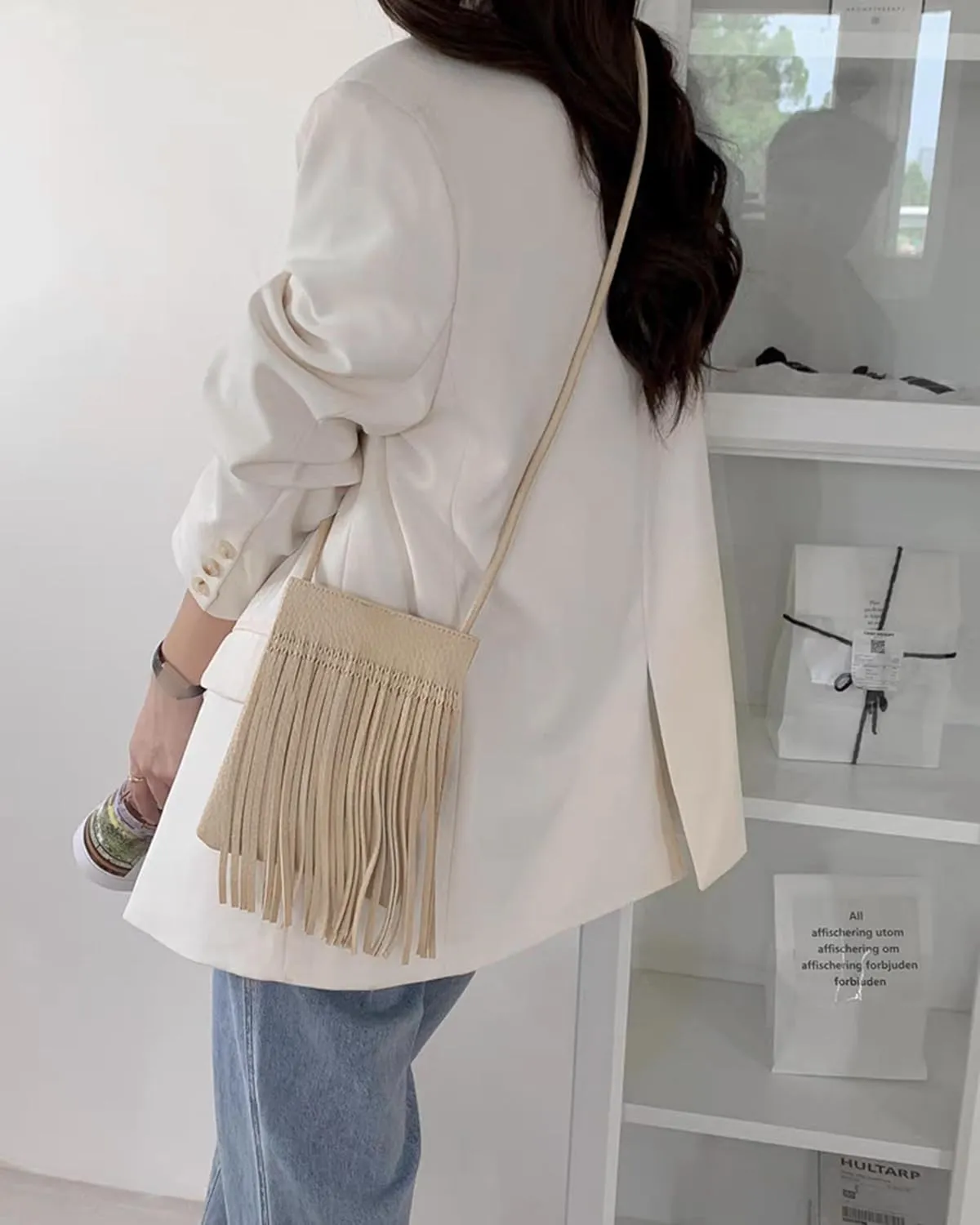 Hoce Women’s Leather Fringe Messenger Bag Large Hobo Crossbody Tassel Shoulder Bags, Gift for Mom Wife Girlfriend