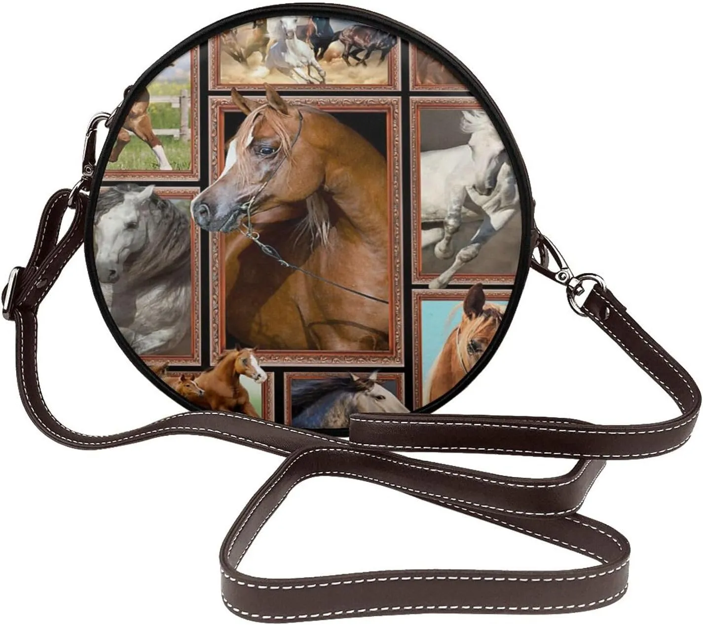 Horse Arabian Horses Women round shoulder bag with adjustable crossbody bag, fashionable