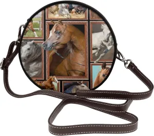 Horse Arabian Horses Women round shoulder bag with adjustable crossbody bag, fashionable
