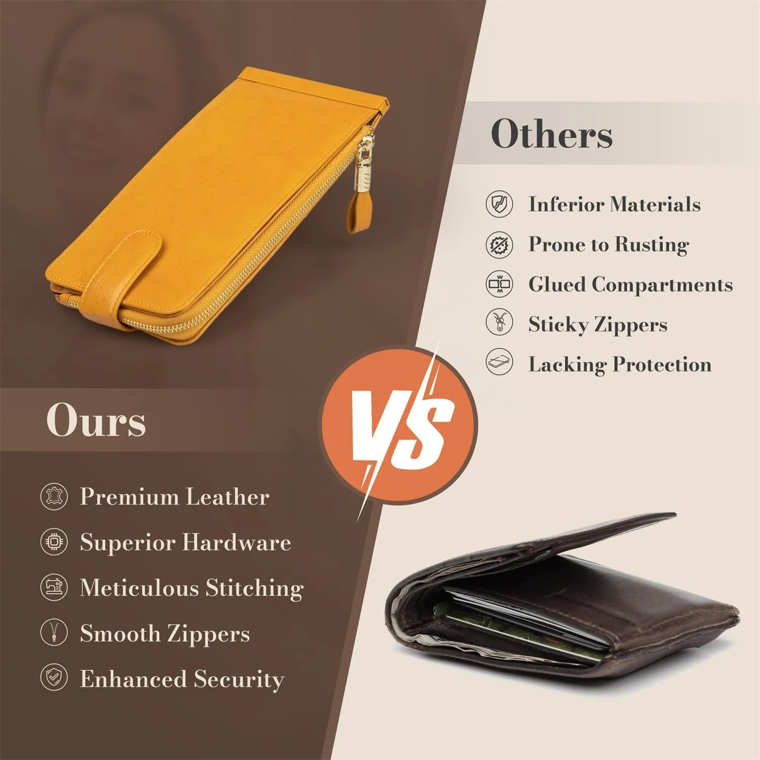 Huztencor Womens Leather Credit Card Holder Wallet RFID Blocking Wallet Women Card Case Purse