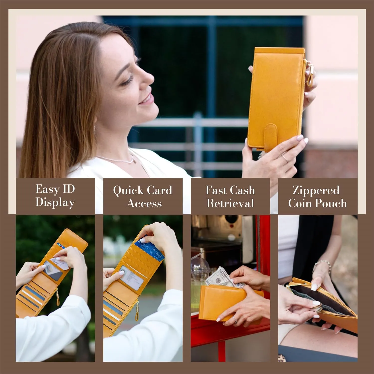 Huztencor Womens Leather Credit Card Holder Wallet RFID Blocking Wallet Women Card Case Purse