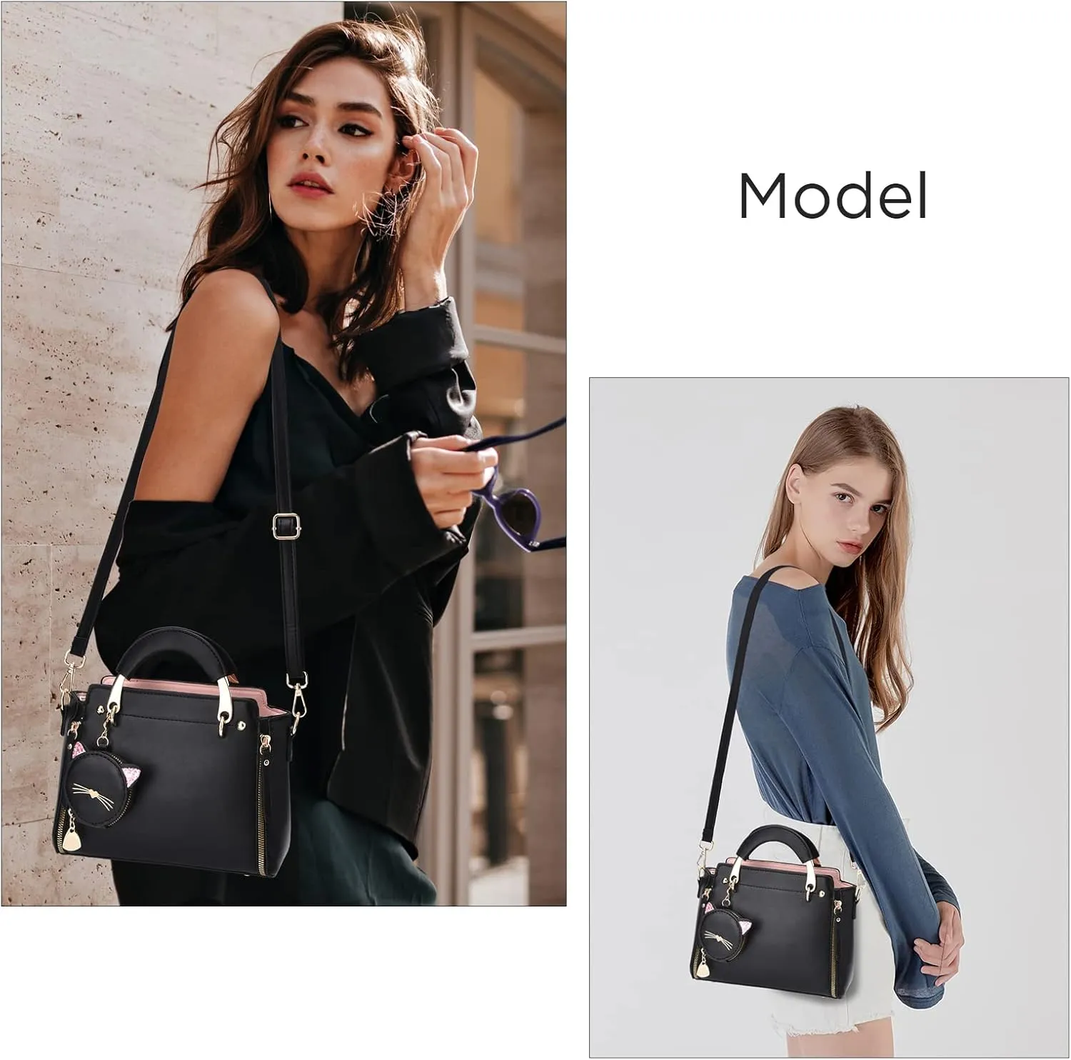 I IHAYNER Fashion Purses and Handbags for Women Top Handle Bag Girls Small Crossbody Shoulder Bag for Ladies with Kitty Purse