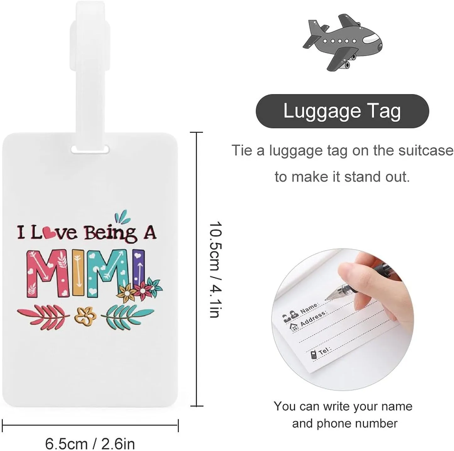 I Love Being A Mimi Personalized Luggage Tag Durable Travel Bags Labels Business Travel ID Card Holder