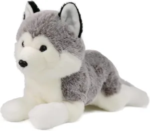 Ice King Bear Lifelike Siberian Husky Stuffed Animal - Plush Toy - 13 Inches Length (Weighted)