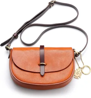 IJUN Handmade Vintage Small Crossbody Purse for Women - Full Grain Oil Vegetable Tanned Leather Shoulder Bag S Size