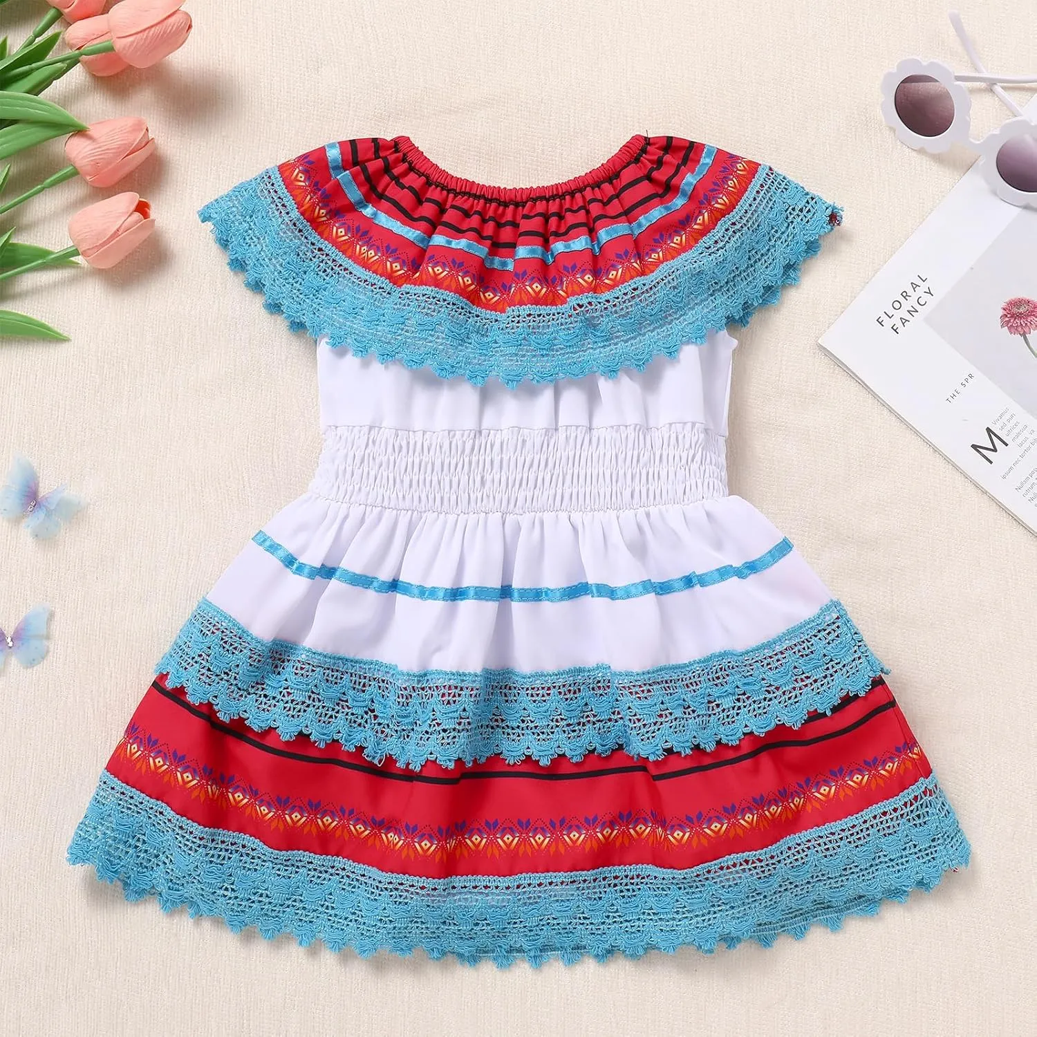 IMEKIS Baby Girl Mexican Fiesta 1st Birthday Outfit Romper Dress with Flower Headband Summer Cake Smash Photo Shoot