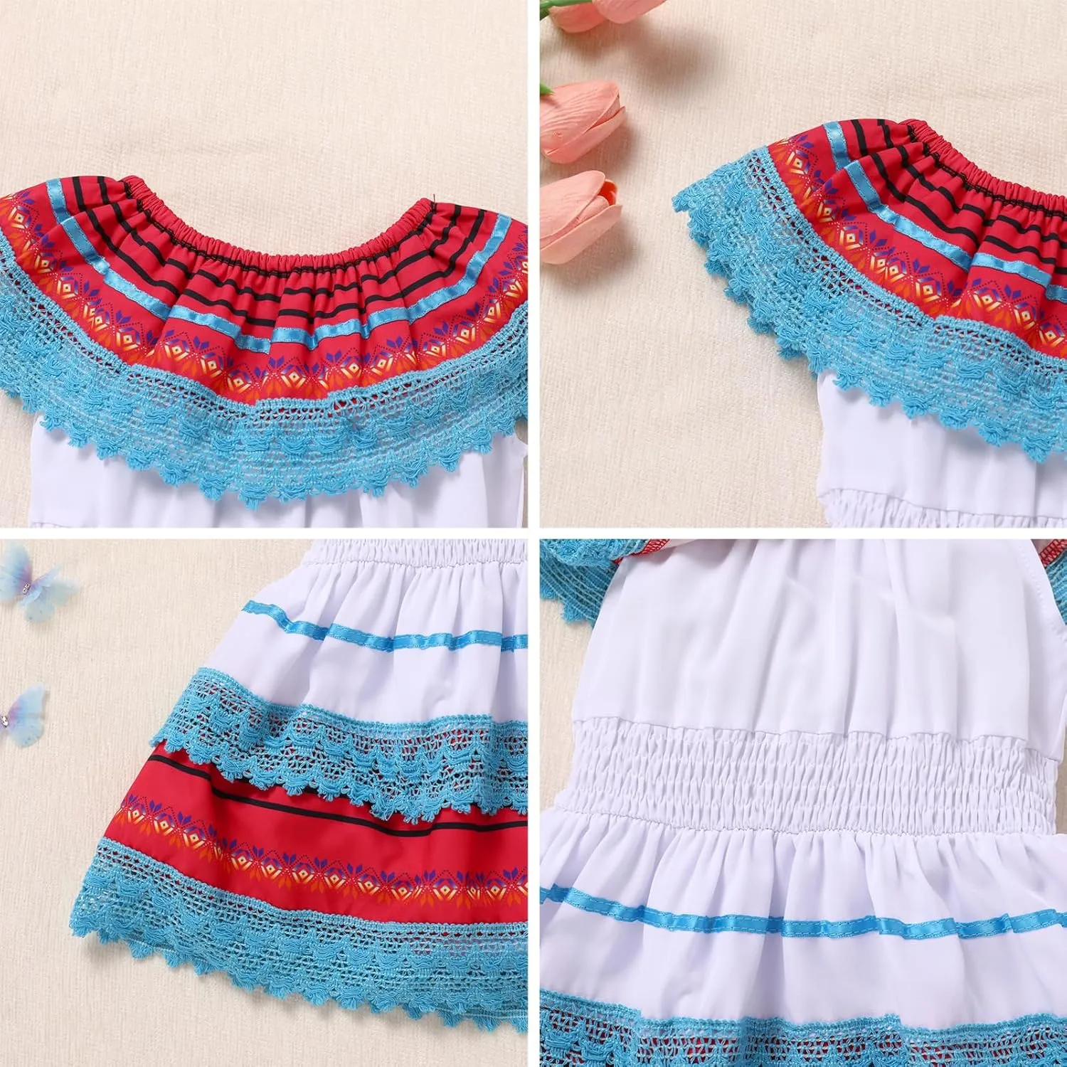 IMEKIS Baby Girl Mexican Fiesta 1st Birthday Outfit Romper Dress with Flower Headband Summer Cake Smash Photo Shoot