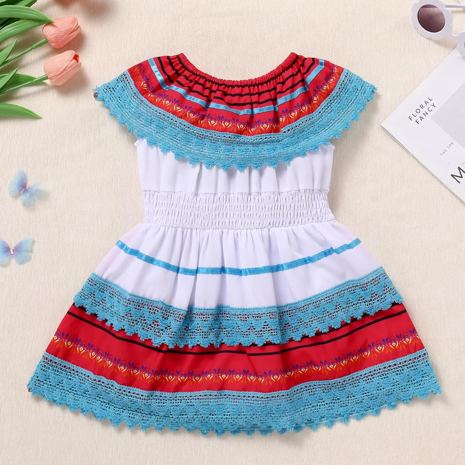 IMEKIS Baby Girl Mexican Fiesta 1st Birthday Outfit Romper Dress with Flower Headband Summer Cake Smash Photo Shoot