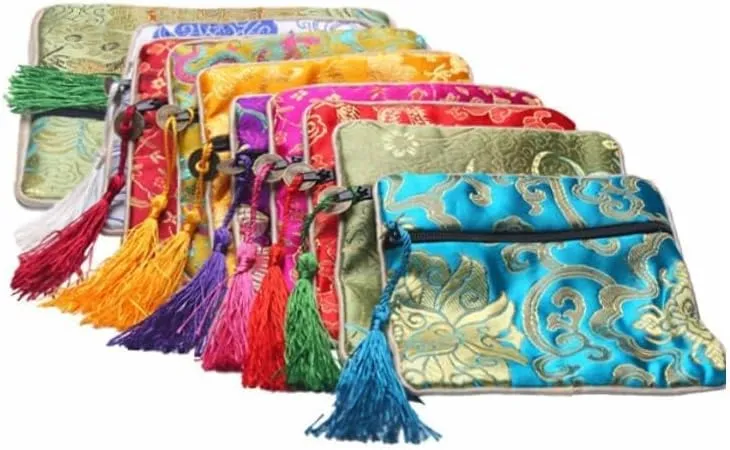 IMIKEYA Jade Bags Collection 10pcs Chinese Brocade Jewelry Pouches Elegant for Storage for Buddha Beads Earrings Bracelets Necklaces