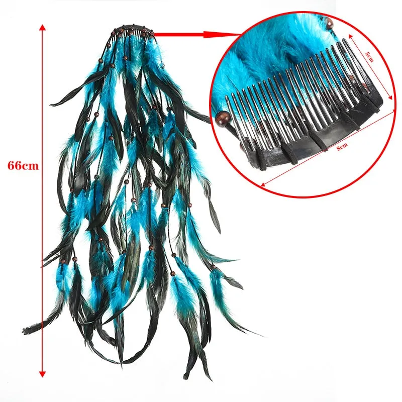 Indian Festival Tassel Feather Hair Combs