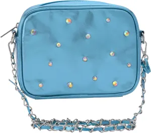 iscream Girls' Candy Gems Crossbody 8.25" x 6.25" Embellished Metallic Faux Leather Purse
