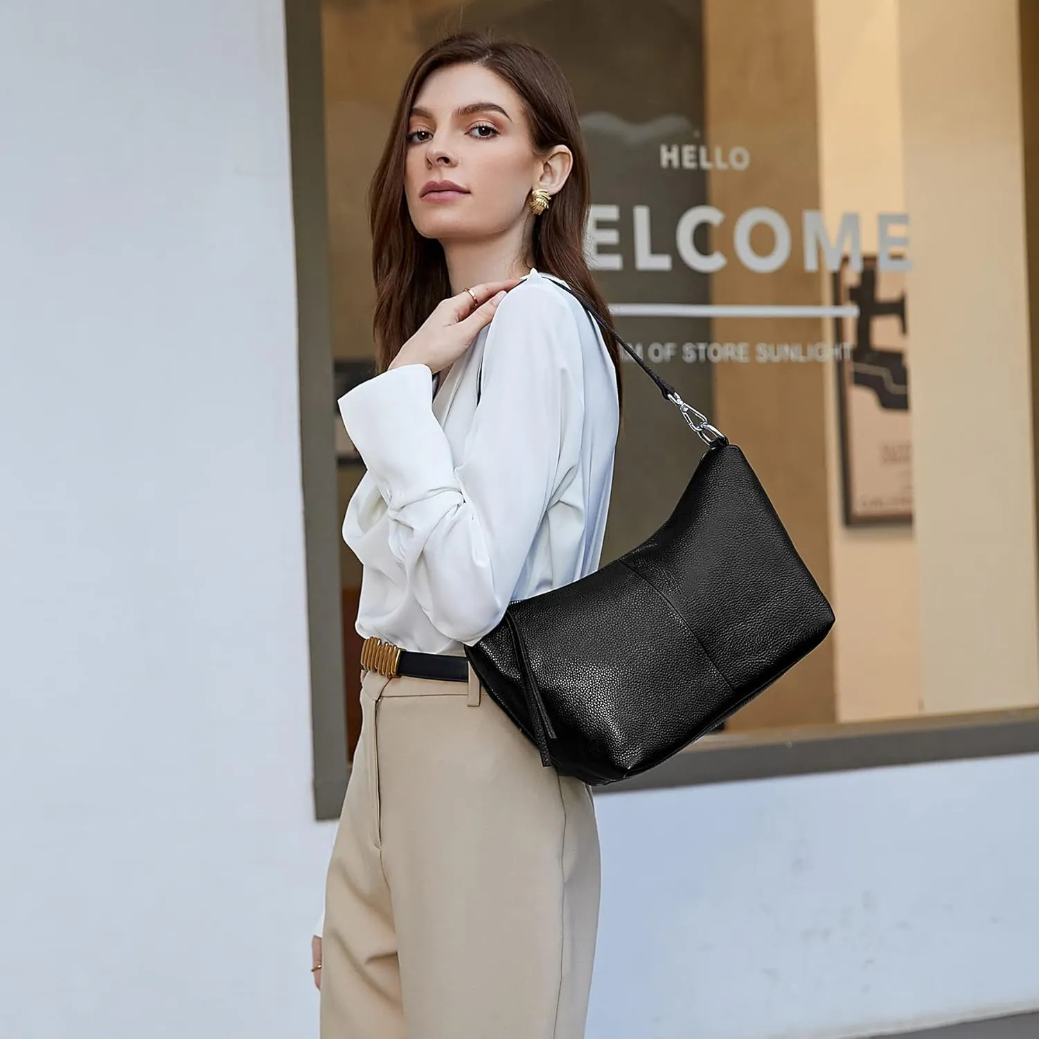 Iswee Leather Handbags for Women Crossbody Purse Designer Everyday Shoulder Bag Satchel Small Tote Bag