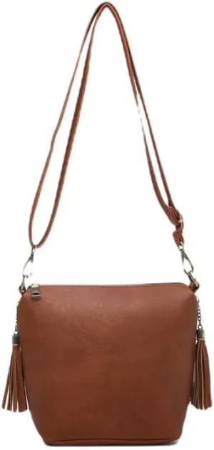 JEN & CO. Crossbody Bags for Women - Sling Bags for Women Dylan Crossbody Bag w/ 2 Side Tassel Zippers (M1766)