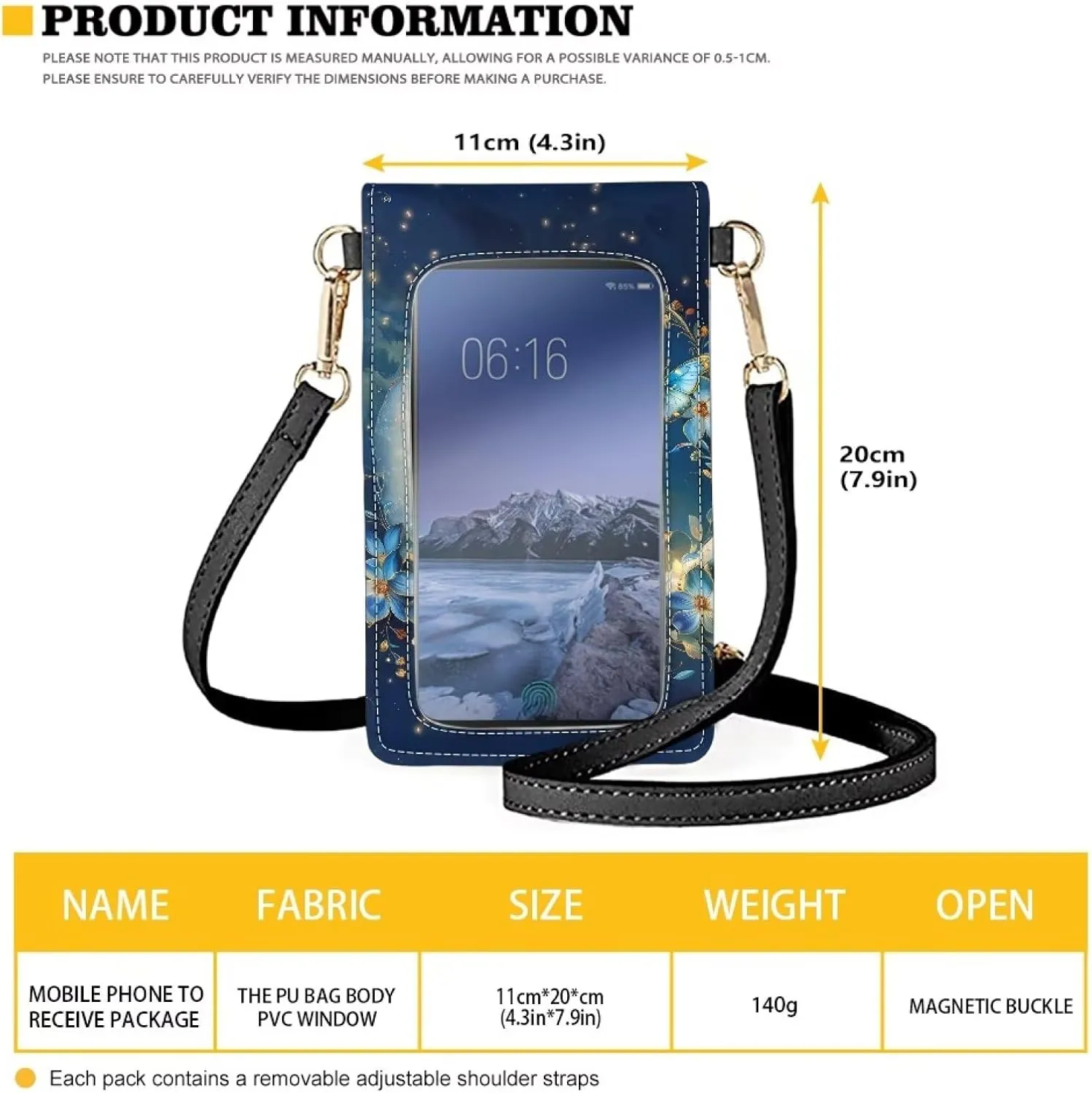 JEOCODY Touch Screen Phone Purse, Lightweight Small Wallet Purses and Handbags with a Shoulder Strap for Women