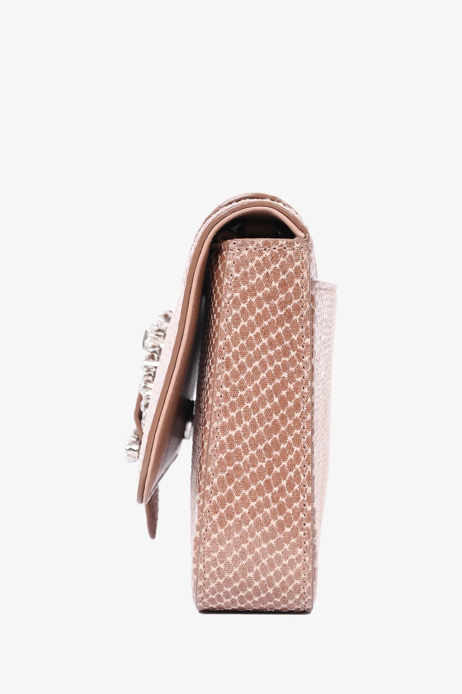 Jimmy Choo Brown Embellished Leather Wallet On Chain