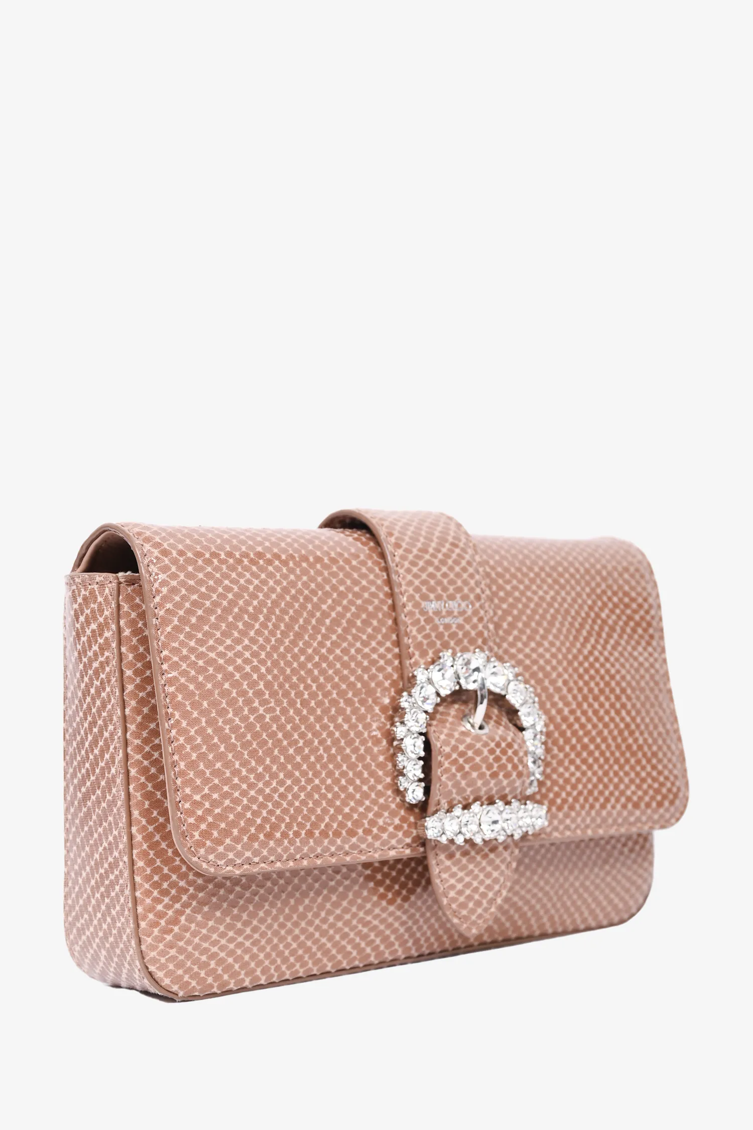 Jimmy Choo Brown Embellished Leather Wallet On Chain