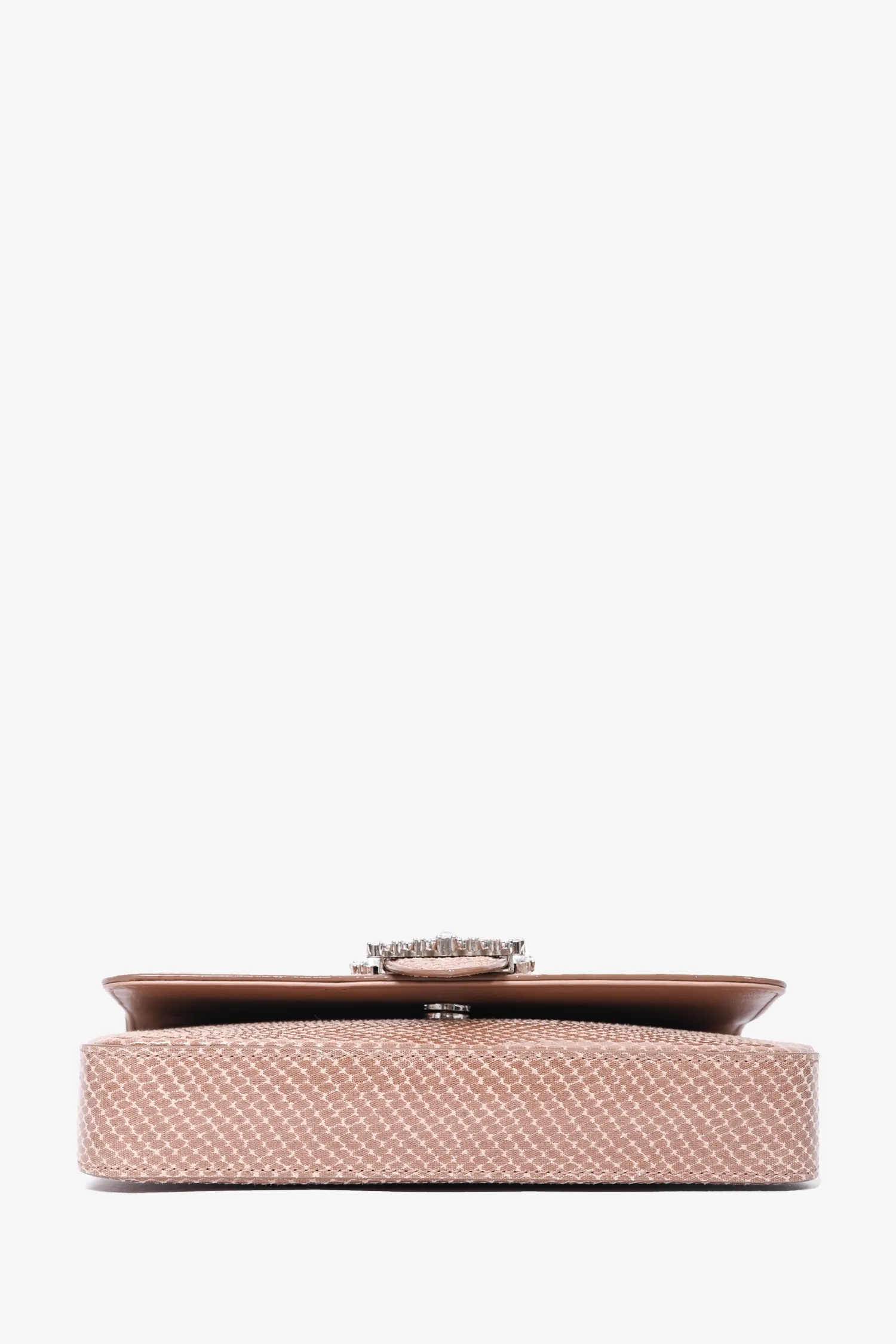 Jimmy Choo Brown Embellished Leather Wallet On Chain