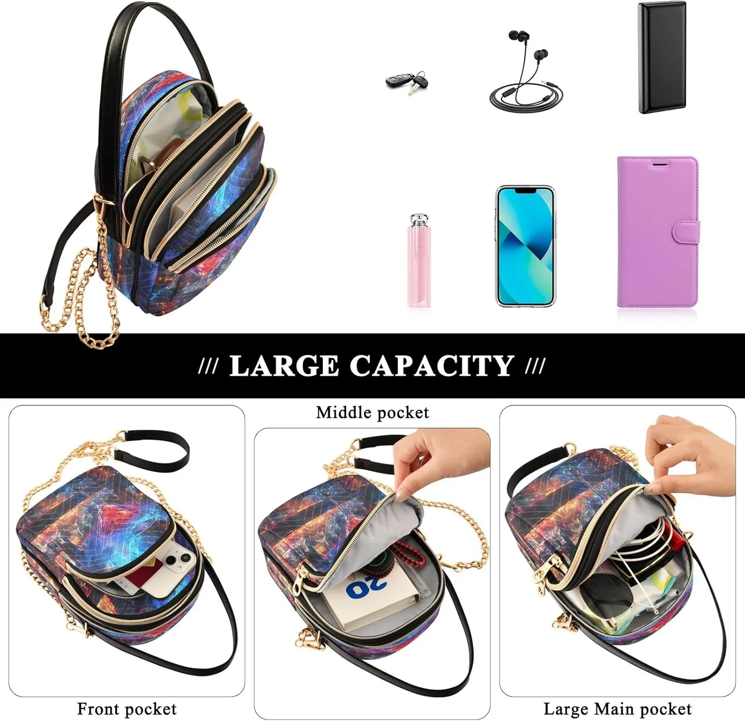 Joisal Blue Butterflies Small Purses for Women Crossbody, Shoulder Purses Trendy Handbag for Women, Small Cell Phone Purse