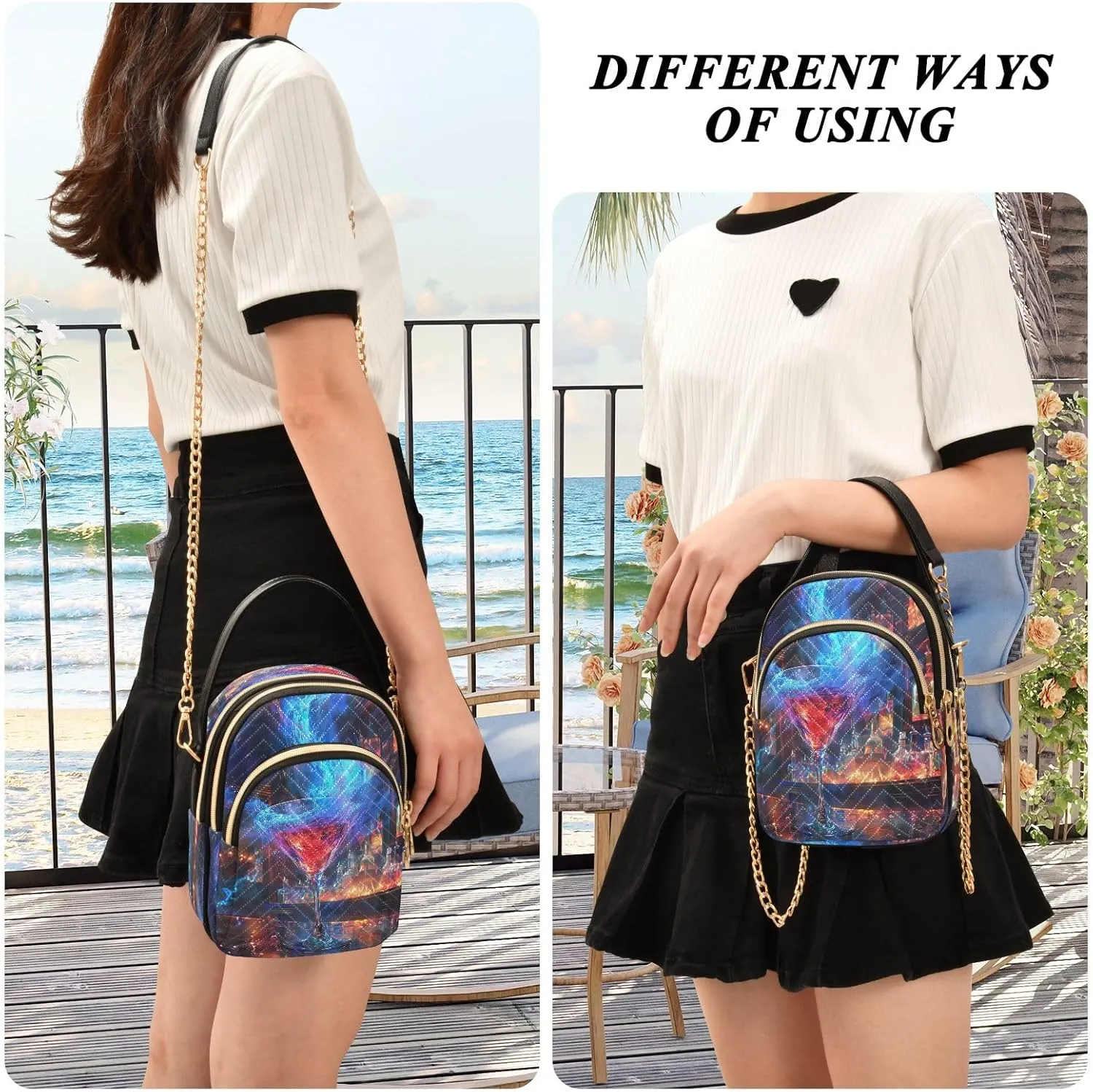Joisal Blue Butterflies Small Purses for Women Crossbody, Shoulder Purses Trendy Handbag for Women, Small Cell Phone Purse