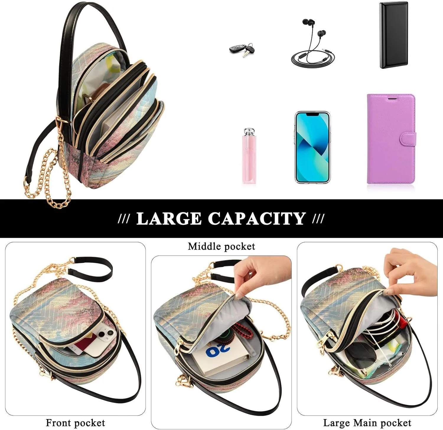 Joisal Cute Unicorn in Space Galaxy Travel Purses Anti Theft Crossbody, Women Handbag Trendy Sling Bag for Women