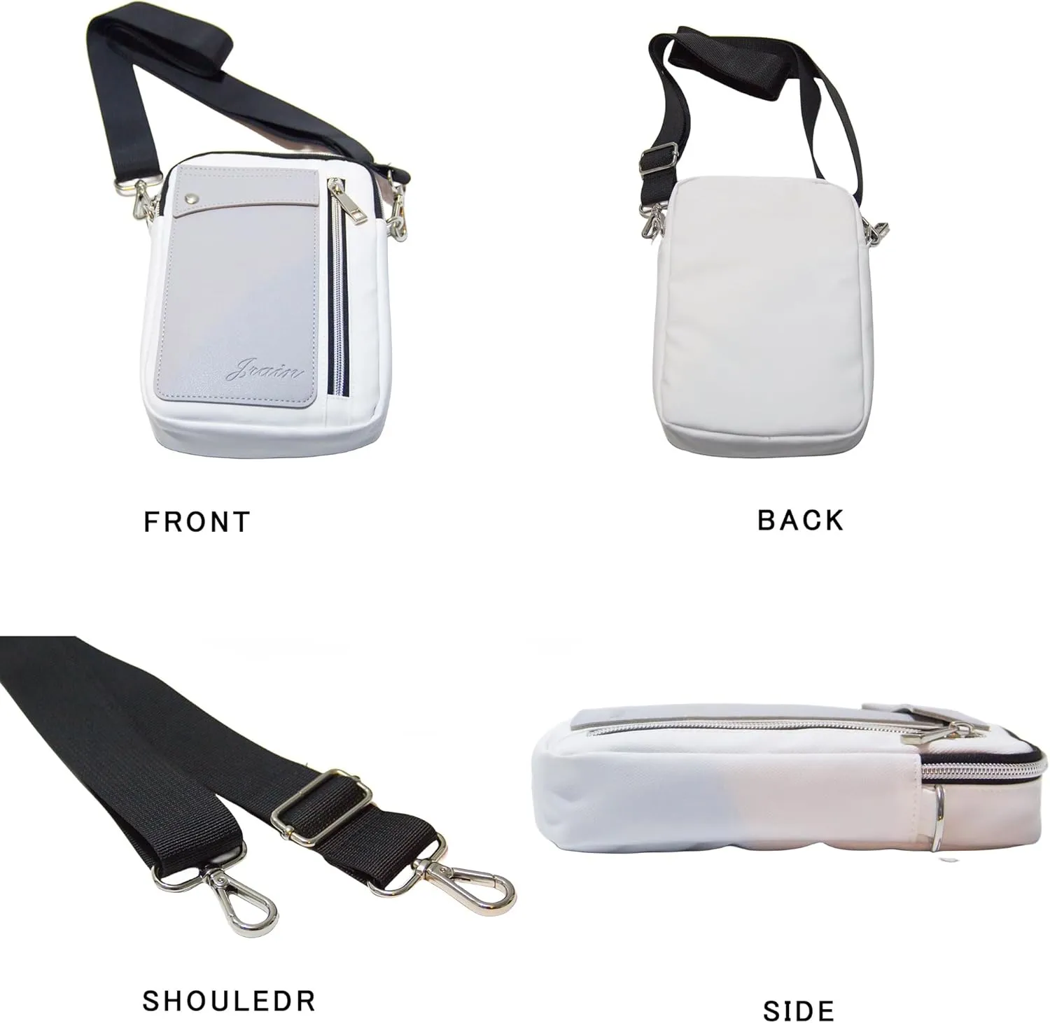 Jrain Crossbody Bag with Adjustable Strap,Contrast Color Design Nylon Water Resistant Satchel for Work Travel